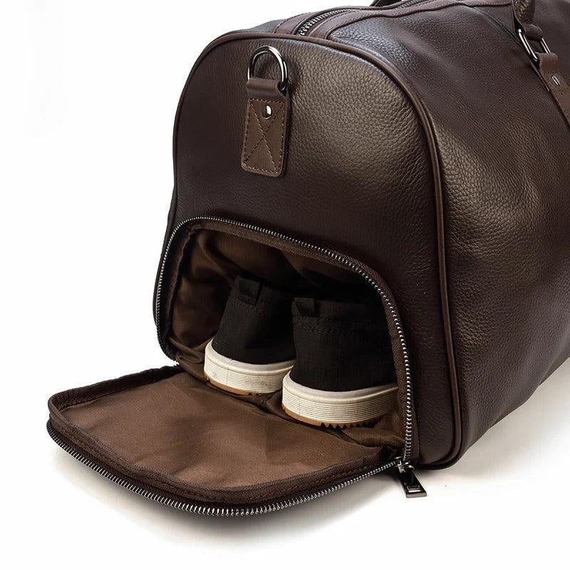 Torba podróżna męska w stylu retro z uchwytami i paskiem na ramię - Brązowy