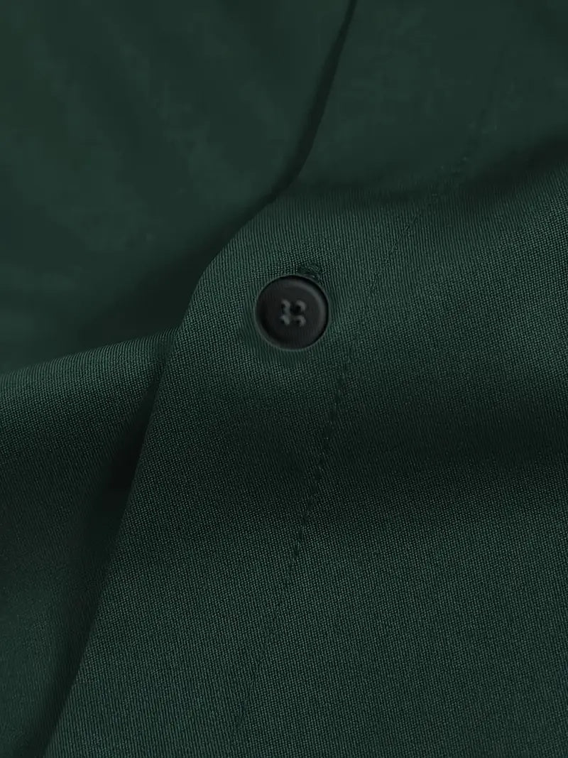 Koszula męska elegancka o dopasowanym kroju z długim rękawem - Ciemny Zielony