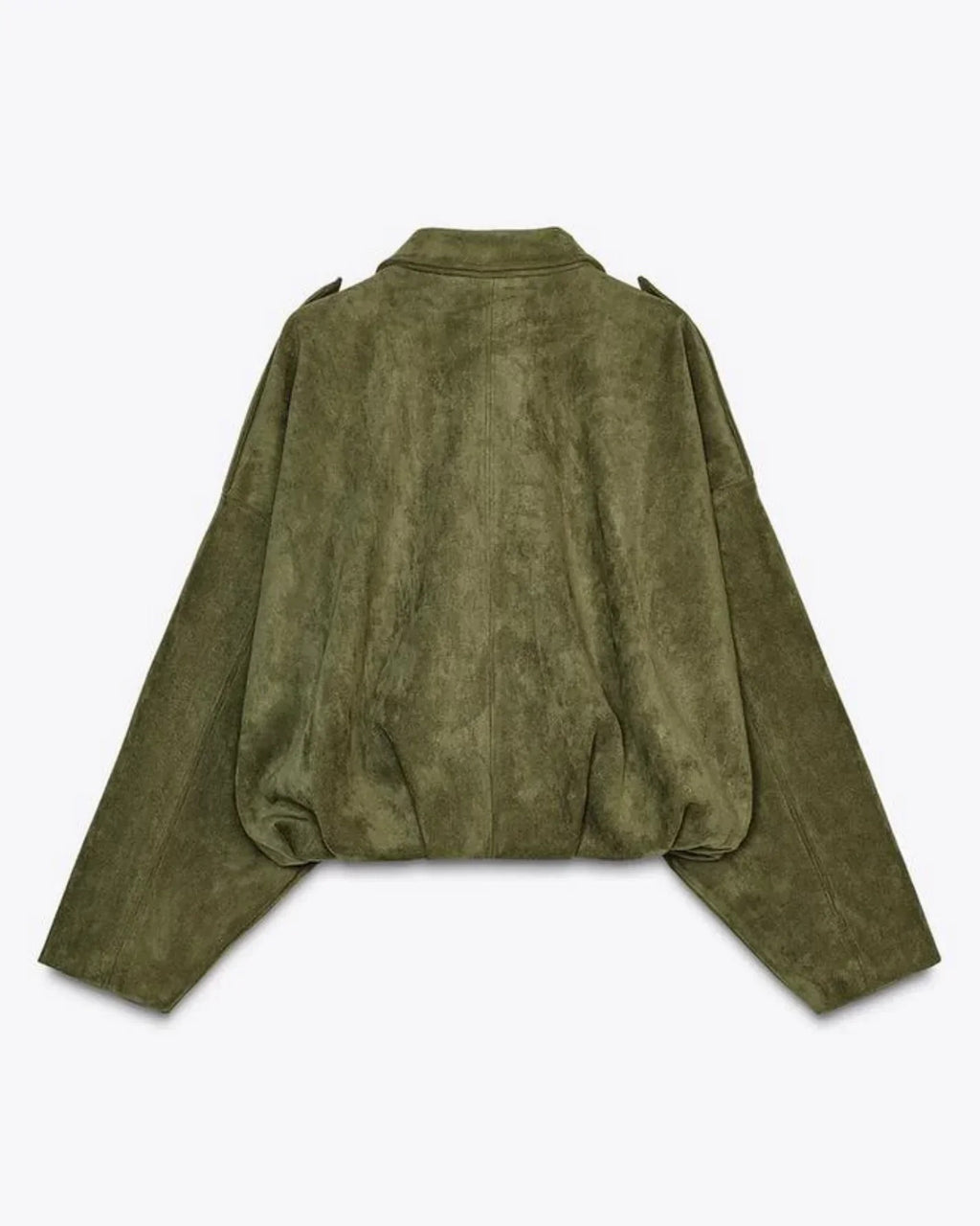 Kurtka damska bomber oversize z kołnierzem i zapięciem na zamek - Brązowy