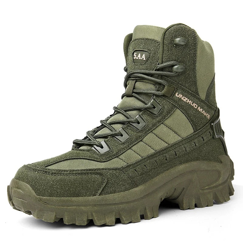 Buty męskie trekkingowe wysokie sznurowane z bieżnikowaną podeszwą - Zielony