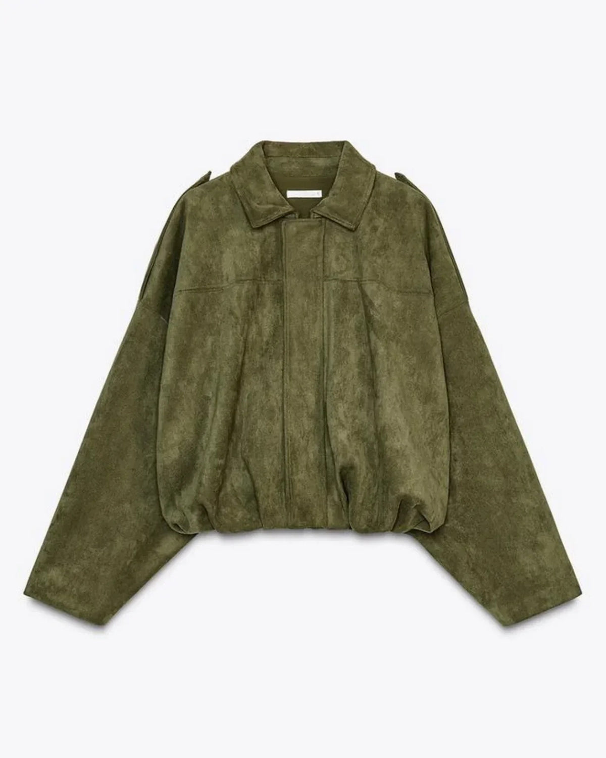 Kurtka damska bomber oversize z kołnierzem i zapięciem na zamek - Brązowy